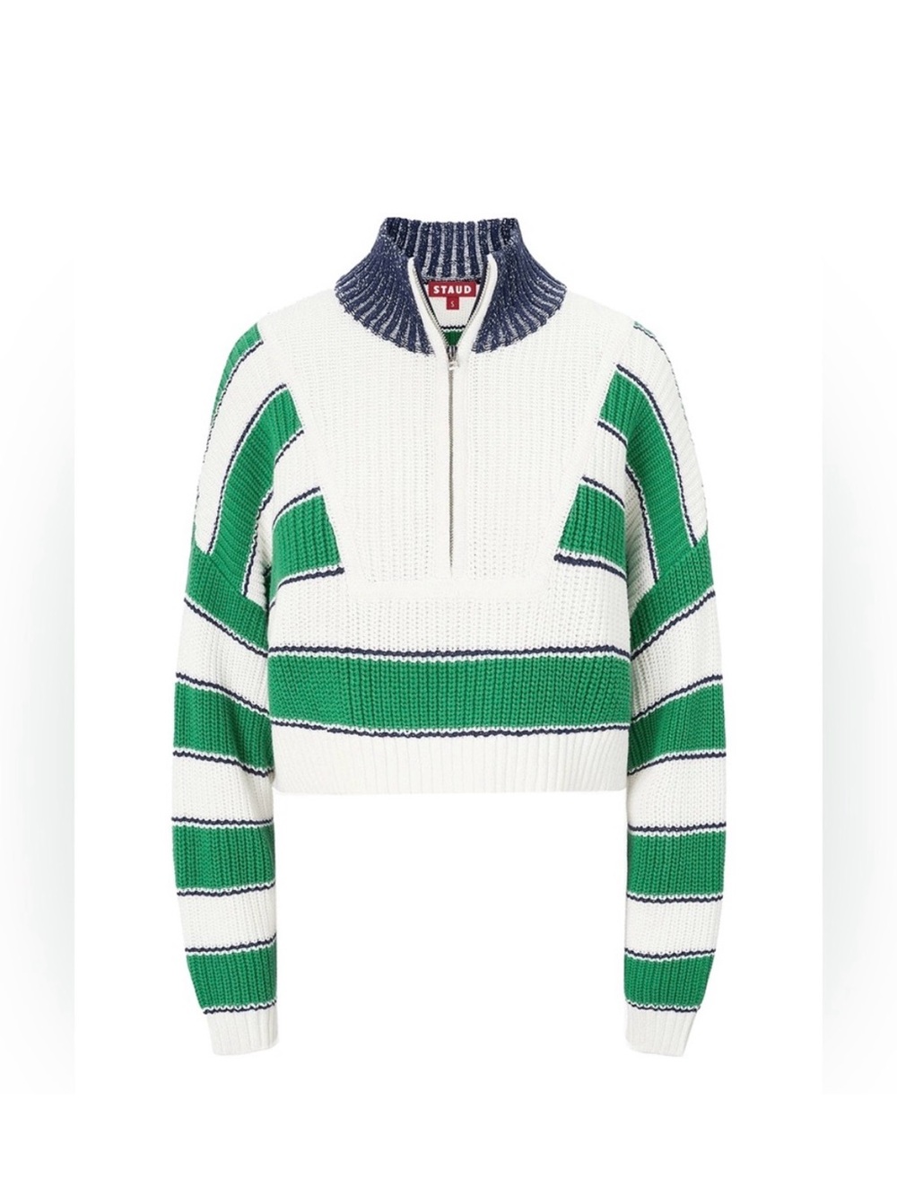 STAUD Bungalow Stripe Cropped Hampton Sweater